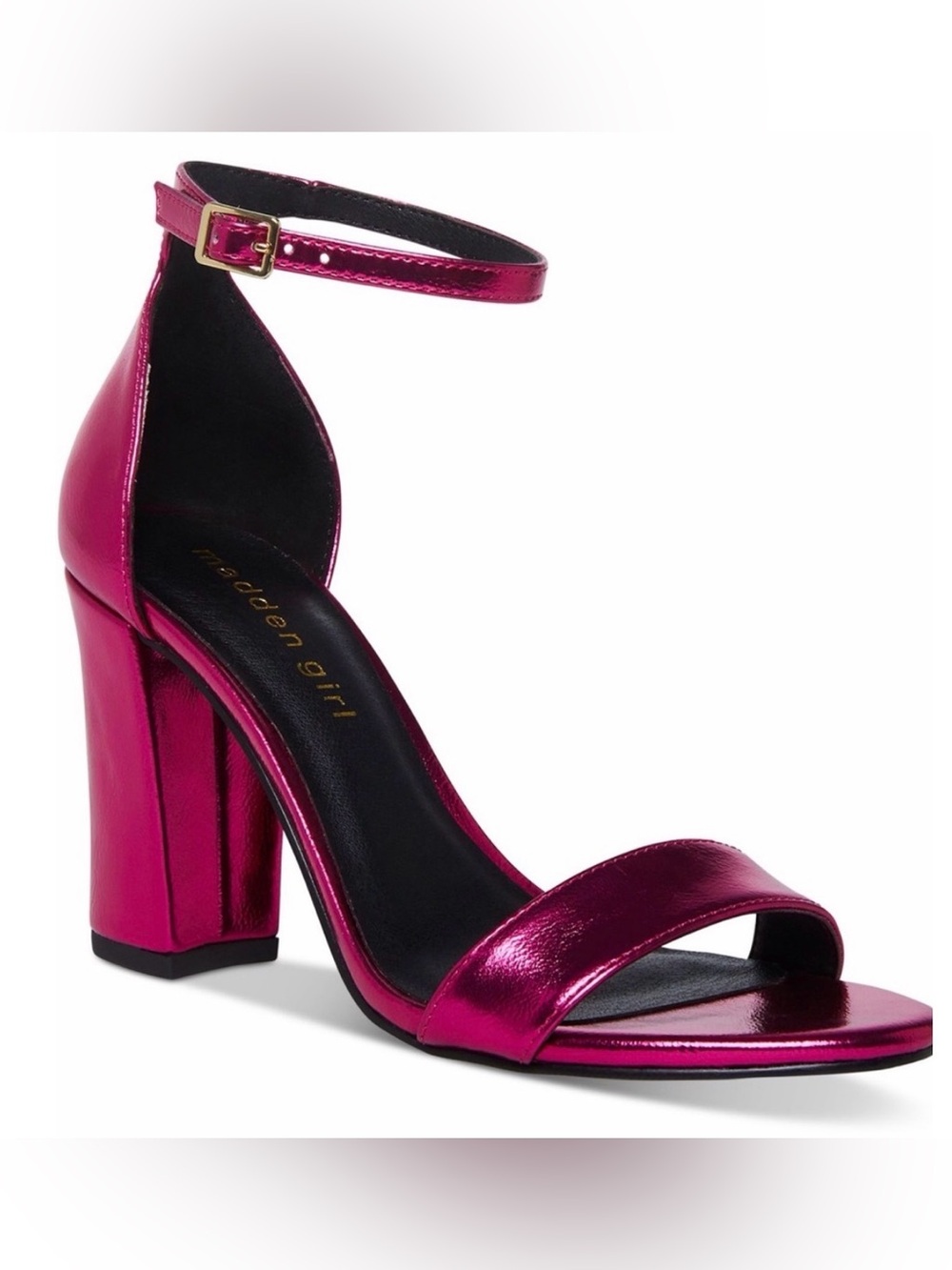 Madden Girl Metallic Hot Pink Ankle-Strap Block Heels. Size 9. NWB